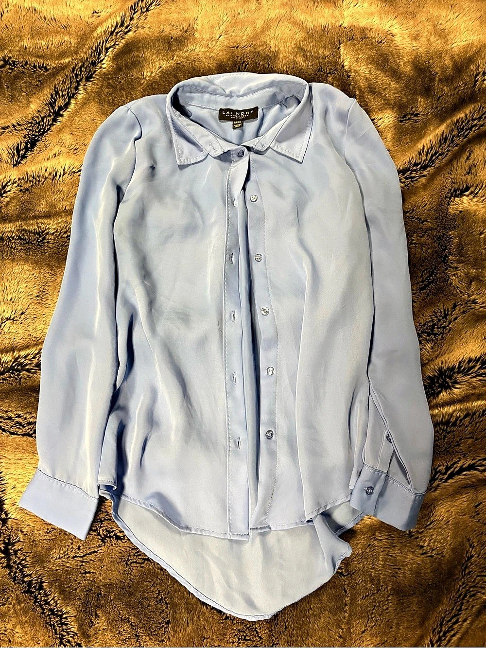 Laundry by Shelli Segal Button Down Shirt in Blue Size Small Like New
